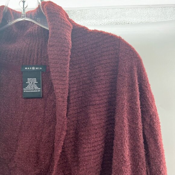 Max Mia Women's Open Front Maroon Cardigan Collared Size XL - Picture 4 of 8